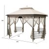 Outdoor 10 x 12 Ft Octagon Gazebo with Mosquito Net Sidewalls and Canopy