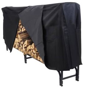 Indoor/Outdoor Black Metal Firewood Rack with Cover (size: 8 Ft.)