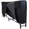 Indoor/Outdoor Black Metal Firewood Rack with Cover