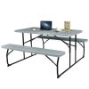 Folding Picnic Table with 2 Benches Outdoor Patio Dining Set
