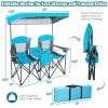 2-Piece Folding Canopy Chair Set with Cup Holder and Storage Pocket