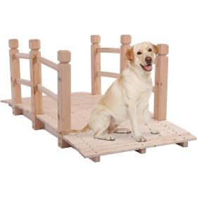 Outdoor Solid Wood 5-Ft Garden Bridge in Wood Finish (Color: Natural)