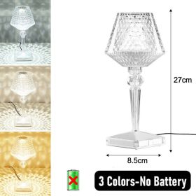 LED Diamond Night Light Table Lamp Rechargeable Touch Sensor Dimming Crystal Projection Light For Bedside Bedroom Restaurant Bar (Ships From: China, Emitting Color: basic plug-in)