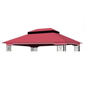 10x12 Ft Outdoor Patio Gazebo Replacement Canopy,Double Tiered Gazebo Tent Roof Top Cover Only(Frame Not Include) (Color: Red)