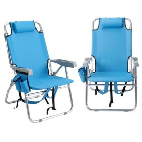 63*70*99cm Heightened Oxford Cloth Silver White Aluminum Tube Bearing 100kg Beach Chair Blue (Color: as picture)