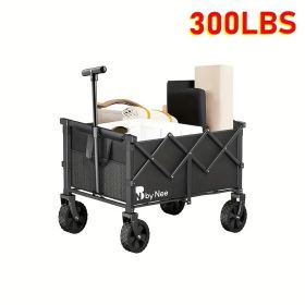 Foldable folding cart, large capacity camping cart, all terrain foldable cart, heavy-duty utility cart, used for grocery, outdoor beach, gardenin (size: 300lbs)