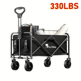 Foldable folding cart, large capacity camping cart, all terrain foldable cart, heavy-duty utility cart, used for grocery, outdoor beach, gardenin (size: 330lbs)