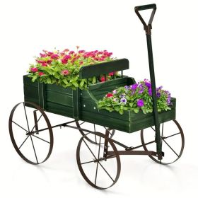 Pine - Metal Garden Planting Cart with Wheels - Double Section Plant Bed, 33 lbs Weight Capacity, 4 Swivel Wheels & Easy Grip Handle (Color: Light Green)