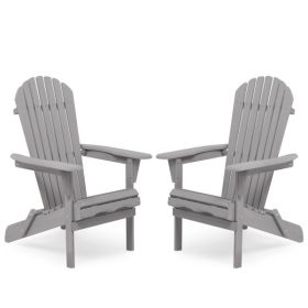 Wood Lounge Patio Chair for Garden Outdoor Wooden Folding Adirondack Chair Set of 2 Solid Cedar Wood Lounge Patio Chair for Garden, Lawn, Backyar (Color: as picture)