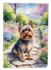 Yorkshire Terrier Spring Path Garden Flag Mailbox Flag Decorative Yard Flag Banner Outside Patio Artwork Yard Flower Beds, Garden Size, Multicolor (Default: Default)