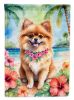 Pomeranian Luau Garden Flag Mailbox Flag Decorative Yard Flag Banner Outside Patio Artwork Yard Flower Beds, Garden Size, Multicolor