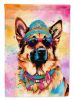 German Shepherd Hippie Dawg House Flag Large Porch Sleeve Pole Decorative Outside Yard Banner Artwork Wall Hanging, Polyester, House Size, Multicolor