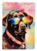 Chocolate Labrador Hippie Dawg House Flag Large Porch Sleeve Pole Decorative Outside Yard Banner Artwork Wall Hanging, Polyester, House Size