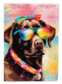 Chocolate Labrador Hippie Dawg House Flag Large Porch Sleeve Pole Decorative Outside Yard Banner Artwork Wall Hanging, Polyester, House Size (Default: Default)