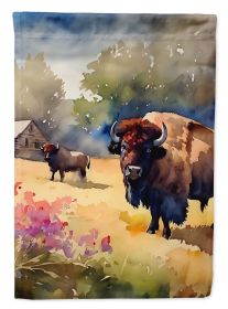 Wood Bison House Flag Large Porch Sleeve Pole Decorative Outside Yard Banner Artwork Wall Hanging, Polyester, House Size, Multicolor (Default: Default)