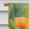 California California Poppies in Watercolor House Flag Large Porch Sleeve Pole Decorative Outside Yard Banner Artwork Wall Hanging, Polyester