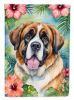 Saint Bernard Luau Garden Flag Mailbox Flag Decorative Yard Flag Banner Outside Patio Artwork Yard Flower Beds, Garden Size, Multicolor