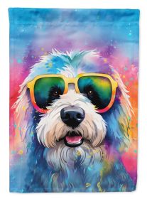 Old English Sheepdog Hippie Dawg House Flag Large Porch Sleeve Pole Decorative Outside Yard Banner Artwork Wall Hanging, Polyester, House Size (Default: Default)