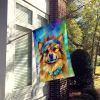 Hippie Dawg House Flag Large Porch Sleeve Pole Decorative Outside Yard Banner Artwork Wall Hanging, Polyester, House Size, Multicolor