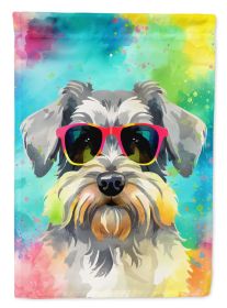 Schnauzer Hippie Dawg House Flag Large Porch Sleeve Pole Decorative Outside Yard Banner Artwork Wall Hanging, Polyester, House Size, Multicolor (Default: Default)