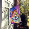 Corgi Hippie Dawg House Flag Large Porch Sleeve Pole Decorative Outside Yard Banner Artwork Wall Hanging, Polyester, House Size, Multicolor