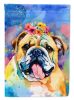 English Bulldog Hippie Dawg House Flag Large Porch Sleeve Pole Decorative Outside Yard Banner Artwork Wall Hanging, Polyester, House Size, Multicolor
