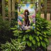 Chocolate Poodle Spring Path Garden Flag Mailbox Flag Decorative Yard Flag Banner Outside Patio Artwork Yard Flower Beds, Garden Size, Multicolor