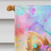 Pomeranian Hippie Dawg House Flag Large Porch Sleeve Pole Decorative Outside Yard Banner Artwork Wall Hanging, Polyester, House Size, Multicolor