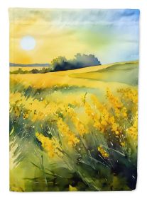 Nebraska Goldenrod in Watercolor House Flag Large Porch Sleeve Pole Decorative Outside Yard Banner Artwork Wall Hanging, Polyester, House Size (Default: Default)