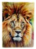 Lion House Flag Large Porch Sleeve Pole Decorative Outside Yard Banner Artwork Wall Hanging, Polyester, House Size, Multicolor
