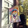 Great Pyrenees Hippie Dawg House Flag Large Porch Sleeve Pole Decorative Outside Yard Banner Artwork Wall Hanging, Polyester, House Size, Multicolor