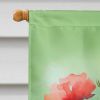 Ohio Scarlet Carnations in Watercolor House Flag Large Porch Sleeve Pole Decorative Outside Yard Banner Artwork Wall Hanging, Polyester, House Size
