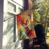 Deer Stag House Flag Large Porch Sleeve Pole Decorative Outside Yard Banner Artwork Wall Hanging, Polyester, House Size, Multicolor