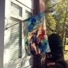 Elephant House Flag Large Porch Sleeve Pole Decorative Outside Yard Banner Artwork Wall Hanging, Polyester, House Size, Multicolor