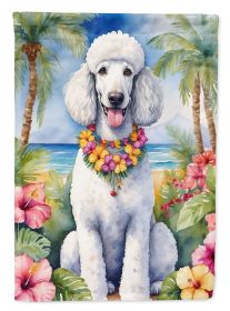 White Poodle Luau Garden Flag Mailbox Flag Decorative Yard Flag Banner Outside Patio Artwork Yard Flower Beds, Garden Size, Multicolor (Default: Default)