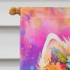 Samoyed Hippie Dawg House Flag Large Porch Sleeve Pole Decorative Outside Yard Banner Artwork Wall Hanging, Polyester, House Size, Multicolor