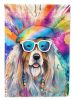 Bearded Collie Hippie Dawg House Flag Large Porch Sleeve Pole Decorative Outside Yard Banner Artwork Wall Hanging, Polyester, House Size, Multicolor