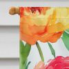 Ranunculus in Watercolor House Flag Large Porch Sleeve Pole Decorative Outside Yard Banner Artwork Wall Hanging, Polyester, House Size, Multicolor