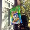 Siberian Husky Hippie Dawg House Flag Large Porch Sleeve Pole Decorative Outside Yard Banner Artwork Wall Hanging, Polyester, House Size, Multicolor