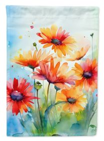 Gerbera Daisies in Watercolor House Flag Large Porch Sleeve Pole Decorative Outside Yard Banner Artwork Wall Hanging, Polyester, House Size (Default: Default)