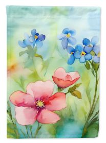 Alaska Forget-me-nots in Watercolor House Flag Large Porch Sleeve Pole Decorative Outside Yard Banner Artwork Wall Hanging, Polyester, House Size (Default: Default)