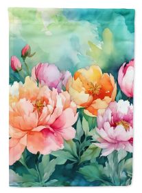 Indiana Peonies in Watercolor House Flag Large Porch Sleeve Pole Decorative Outside Yard Banner Artwork Wall Hanging, Polyester, House Size (Default: Default)