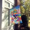 Pug Hippie Dawg House Flag Large Porch Sleeve Pole Decorative Outside Yard Banner Artwork Wall Hanging, Polyester, House Size, Multicolor