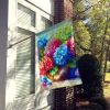 Hydrangeas in Watercolor House Flag Large Porch Sleeve Pole Decorative Outside Yard Banner Artwork Wall Hanging, Polyester, House Size, Multicolor