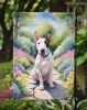 English Bull Terrier Spring Path Garden Flag Mailbox Flag Decorative Yard Flag Banner Outside Patio Artwork Yard Flower Beds, Garden Size, Multicolor