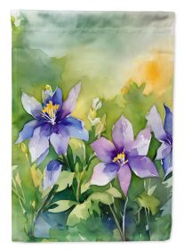 Colorado Rocky Mountain Columbine in Watercolor House Flag Large Porch Sleeve Pole Decorative Outside Yard Banner Artwork Wall Hanging, Polyester (Default: Default)