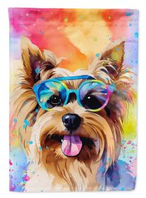 Yorkshire Terrier Hippie Dawg House Flag Large Porch Sleeve Pole Decorative Outside Yard Banner Artwork Wall Hanging, Polyester, House Size (Default: Default)