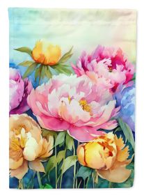 Peonies in Watercolor Garden Flag Mailbox Flag Decorative Yard Flag Banner Outside Patio Artwork Yard Flower Beds, Garden Size, Multicolor (Default: Default)