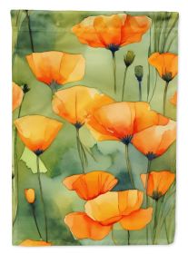 California California Poppies in Watercolor Garden Flag Mailbox Flag Decorative Yard Flag Banner Outside Patio Artwork Yard Flower Beds, Garden Size (Default: Default)