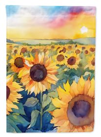Kansas Sunflowers in Watercolor Garden Flag Mailbox Flag Decorative Yard Flag Banner Outside Patio Artwork Yard Flower Beds, Garden Size, Multicolor (Default: Default)